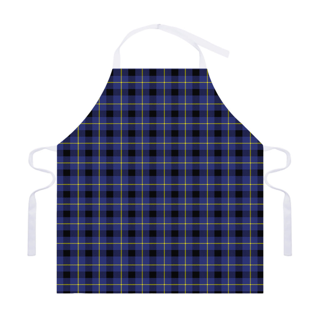 Blue Yellow And Black Plaid Print Adjustable Apron
