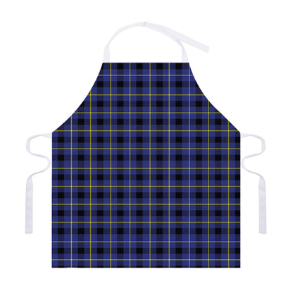 Blue Yellow And Black Plaid Print Adjustable Apron