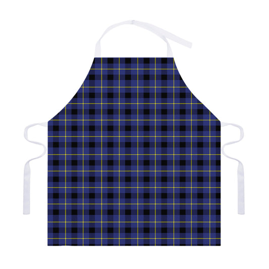 Blue Yellow And Black Plaid Print Adjustable Apron