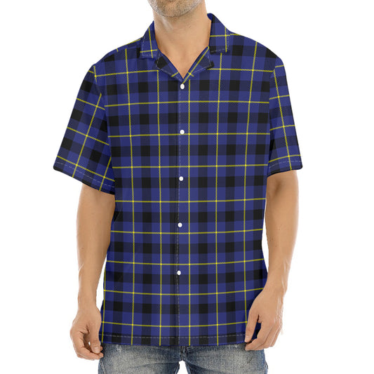 Blue Yellow And Black Plaid Print Aloha Shirt