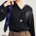 Blue Yellow And Black Plaid Print Bag Strap