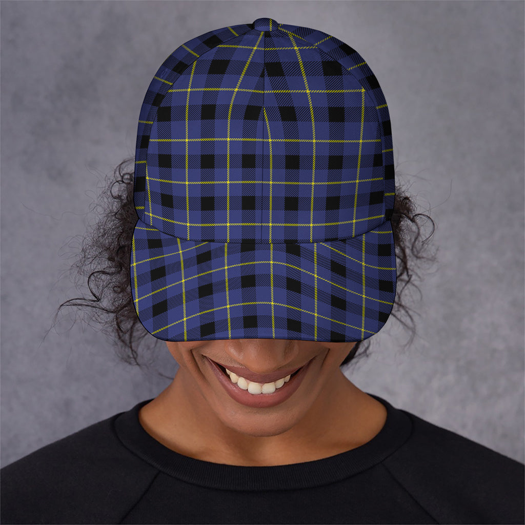 Blue Yellow And Black Plaid Print Baseball Cap