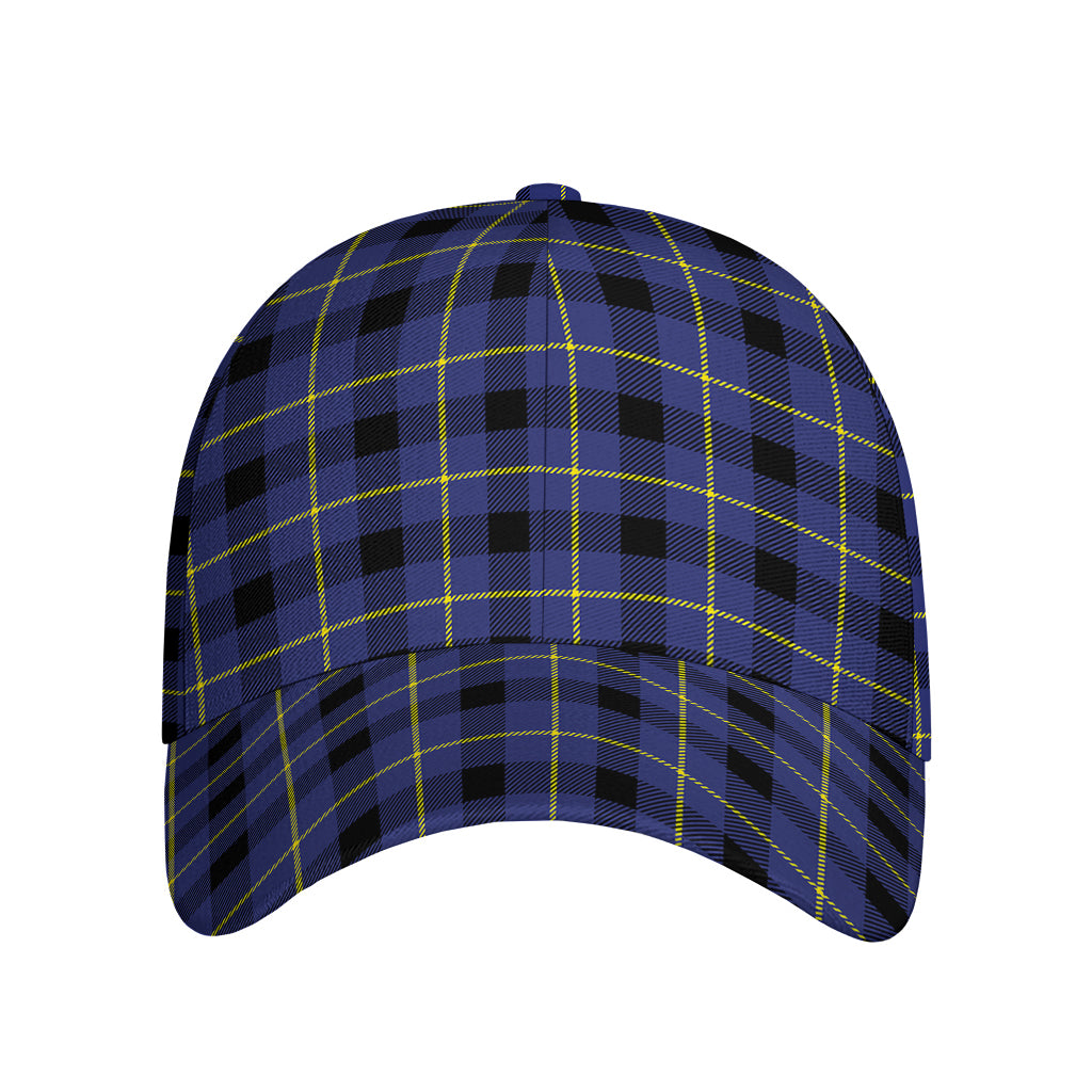 Blue Yellow And Black Plaid Print Baseball Cap