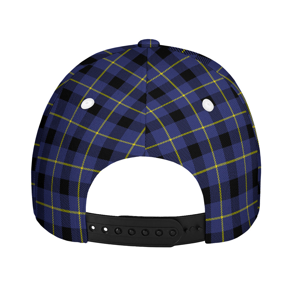 Blue Yellow And Black Plaid Print Baseball Cap