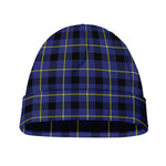 Blue Yellow And Black Plaid Print Beanie