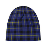 Blue Yellow And Black Plaid Print Beanie