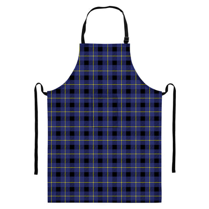 Blue Yellow And Black Plaid Print Bib Apron With Pocket