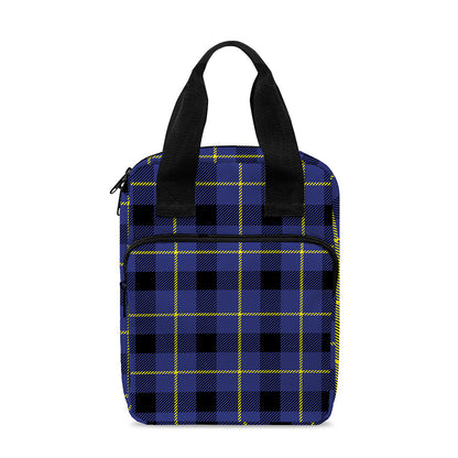 Blue Yellow And Black Plaid Print Bible Tote Bag
