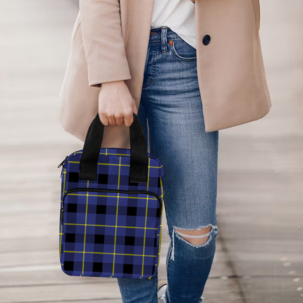 Blue Yellow And Black Plaid Print Bible Tote Bag