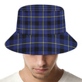 Blue Yellow And Black Plaid Print Bucket Hat