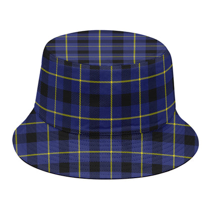Blue Yellow And Black Plaid Print Bucket Hat