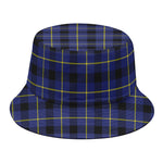 Blue Yellow And Black Plaid Print Bucket Hat