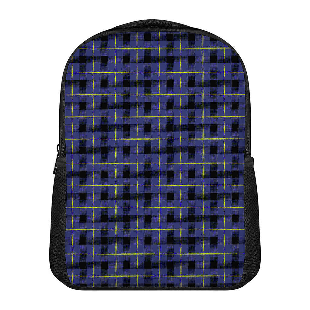 Blue Yellow And Black Plaid Print Casual Backpack