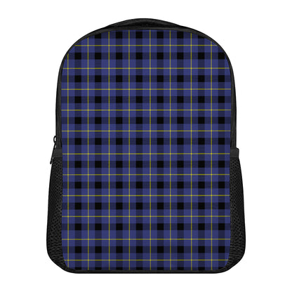 Blue Yellow And Black Plaid Print Casual Backpack