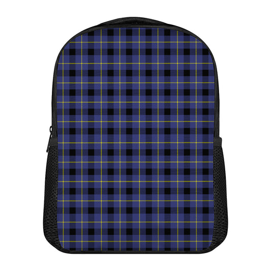 Blue Yellow And Black Plaid Print Casual Backpack