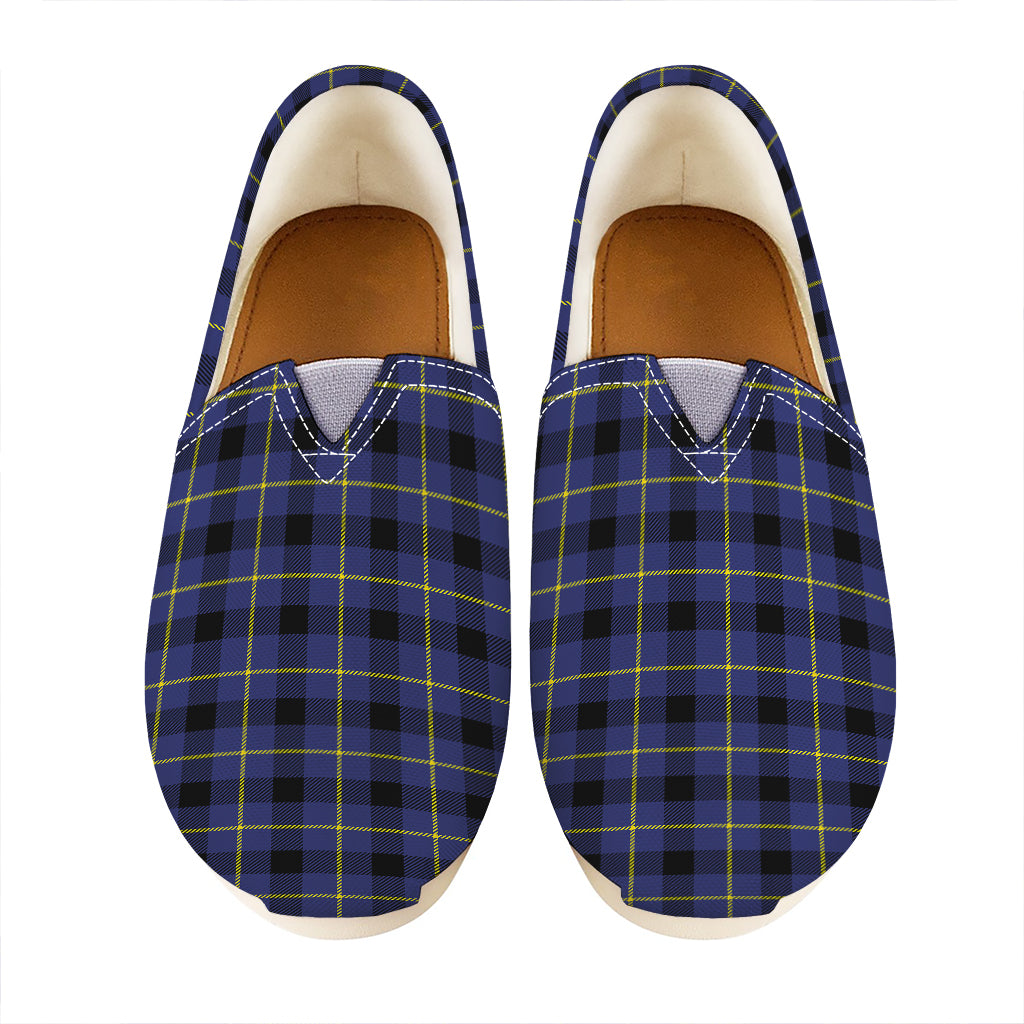 Blue Yellow And Black Plaid Print Casual Shoes