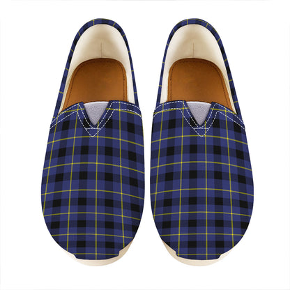 Blue Yellow And Black Plaid Print Casual Shoes