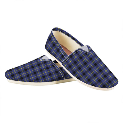 Blue Yellow And Black Plaid Print Casual Shoes