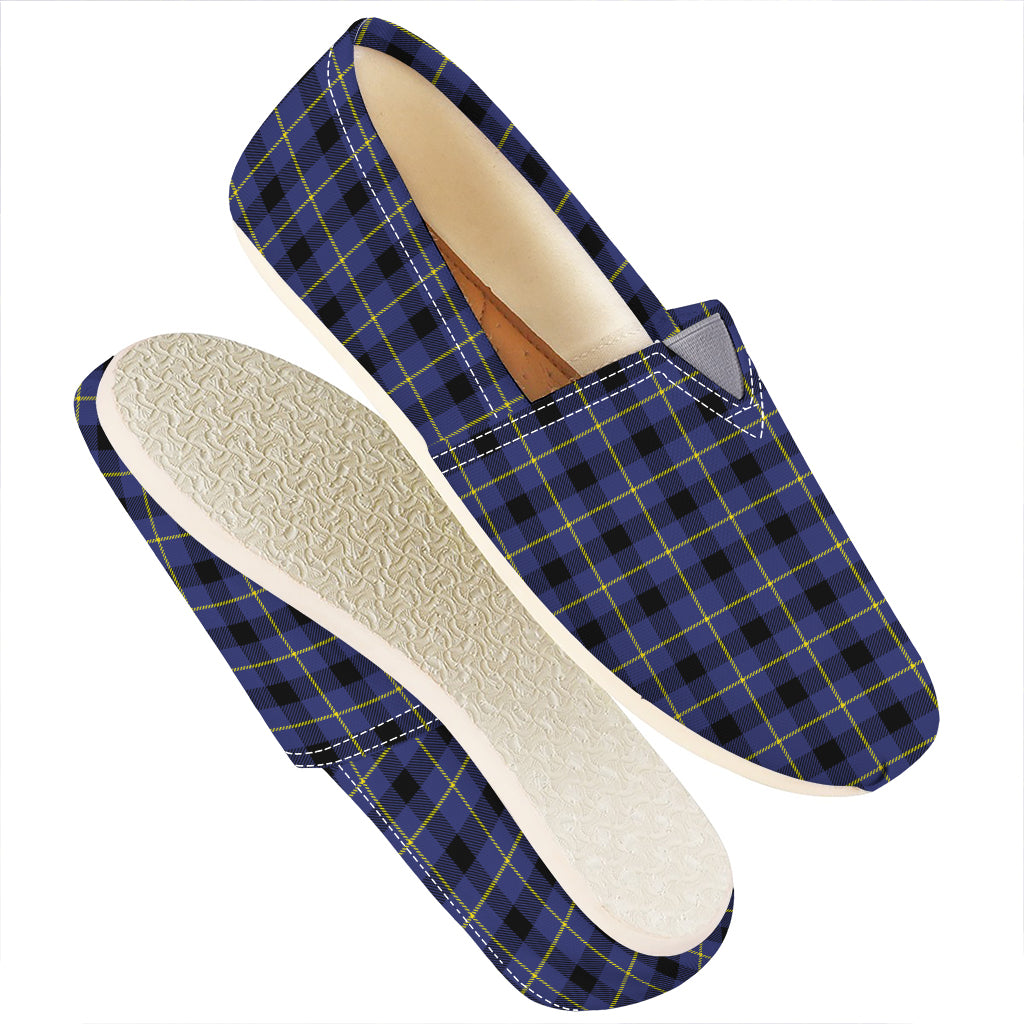 Blue Yellow And Black Plaid Print Casual Shoes
