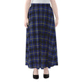 Blue Yellow And Black Plaid Print Chiffon Maxi Skirt
