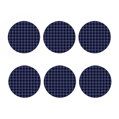 Blue Yellow And Black Plaid Print Coaster Set