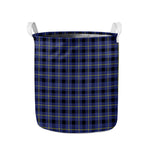 Blue Yellow And Black Plaid Print Collapsible Laundry Basket