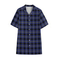 Blue Yellow And Black Plaid Print Cotton Hawaiian Shirt