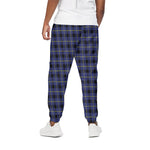 Blue Yellow And Black Plaid Print Cotton Pants