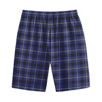 Blue Yellow And Black Plaid Print Cotton Shorts