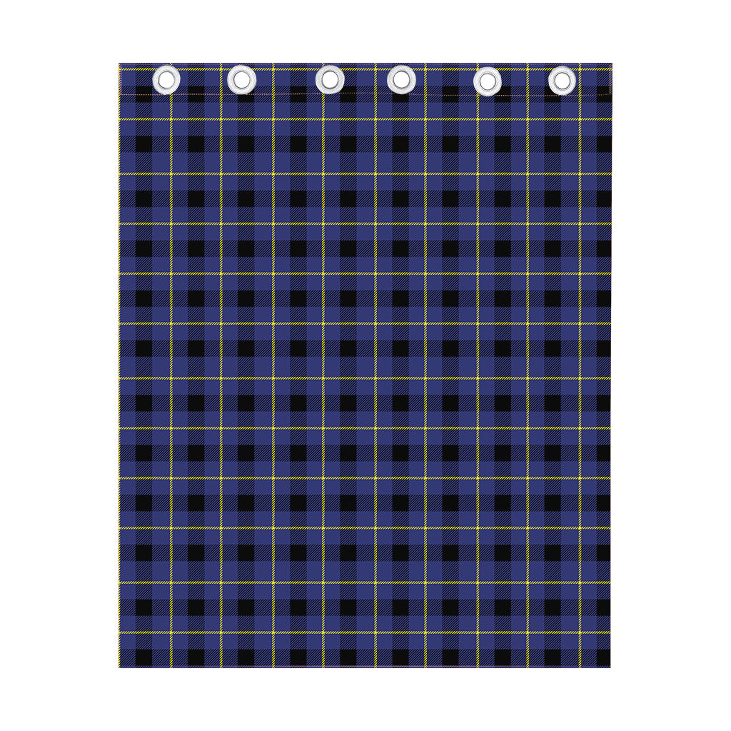 Blue Yellow And Black Plaid Print Curtain