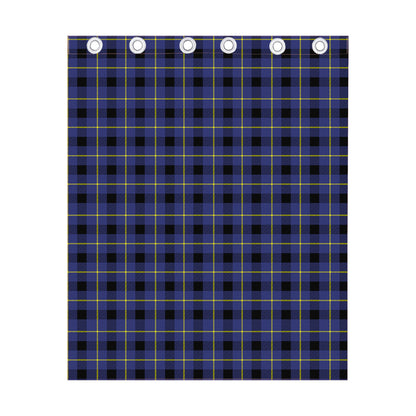 Blue Yellow And Black Plaid Print Curtain