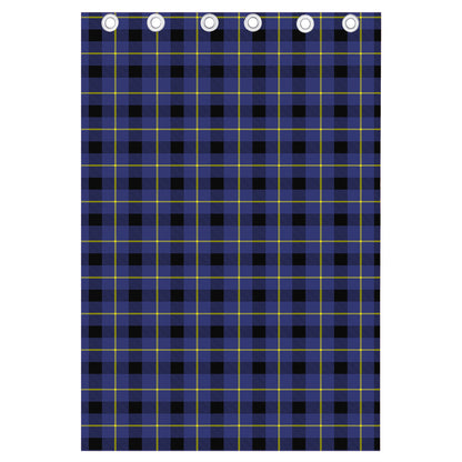 Blue Yellow And Black Plaid Print Curtain