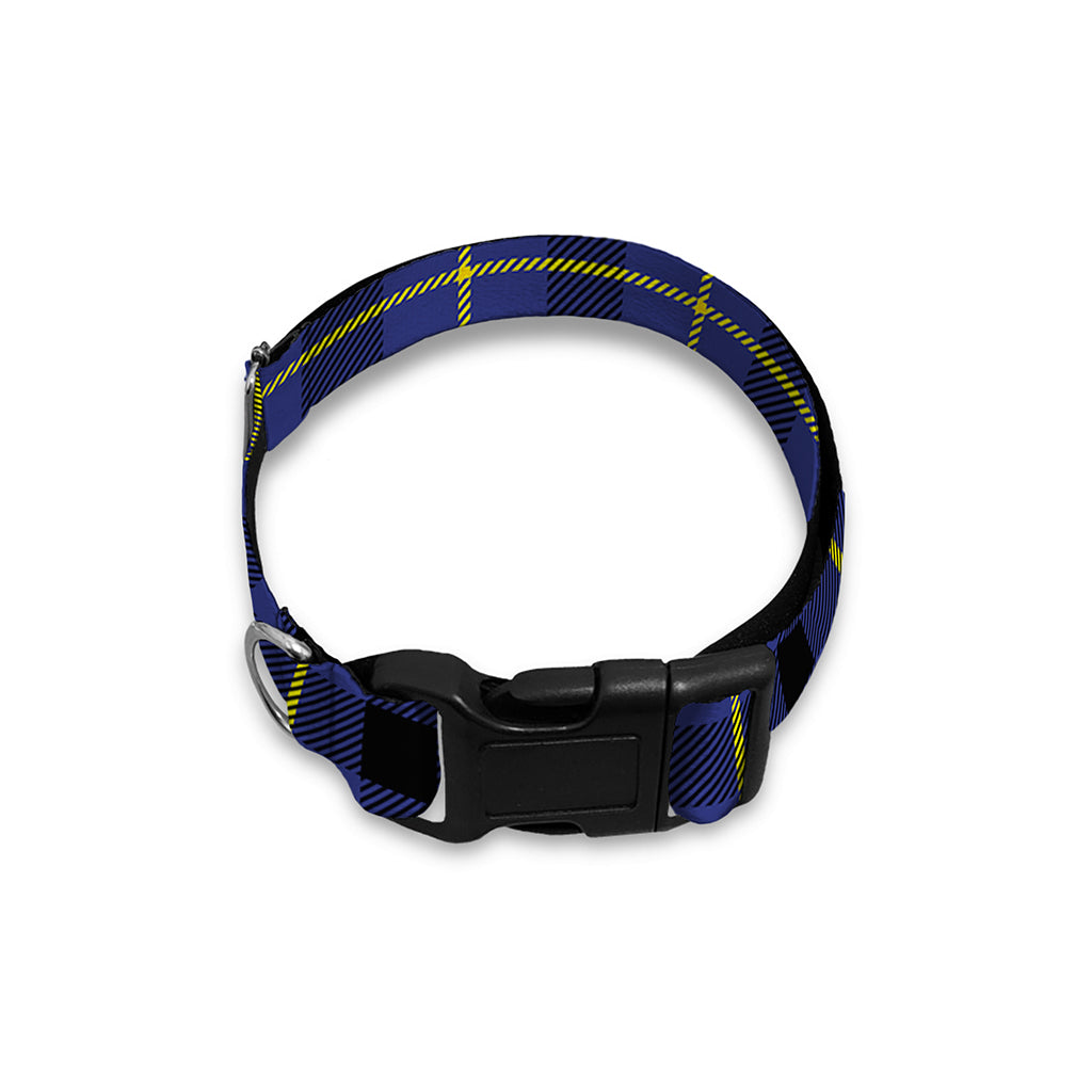 Blue Yellow And Black Plaid Print Dog Collar