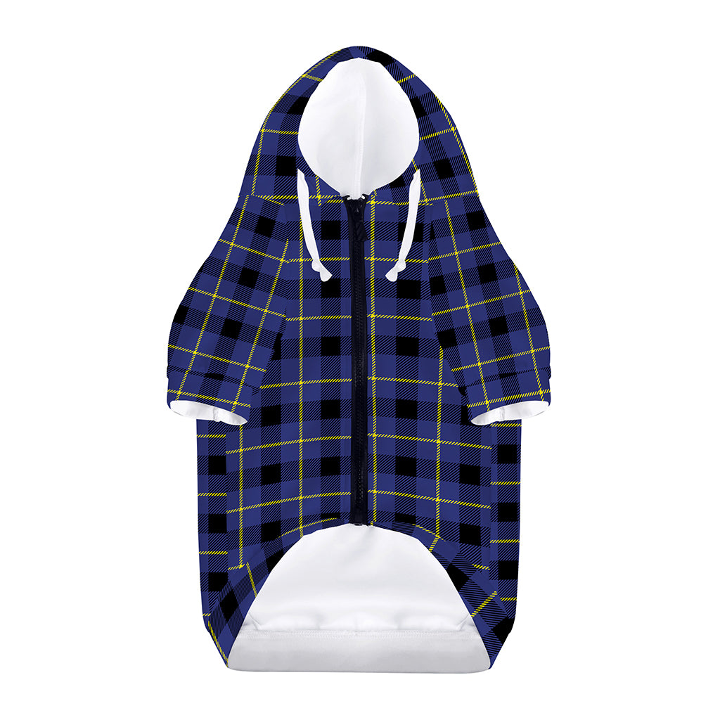 Blue Yellow And Black Plaid Print Dog Zip Up Hoodie