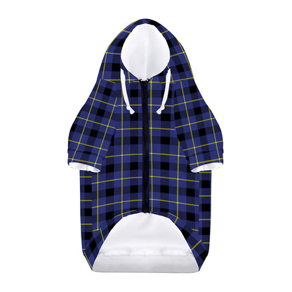 Blue Yellow And Black Plaid Print Dog Zip Up Hoodie