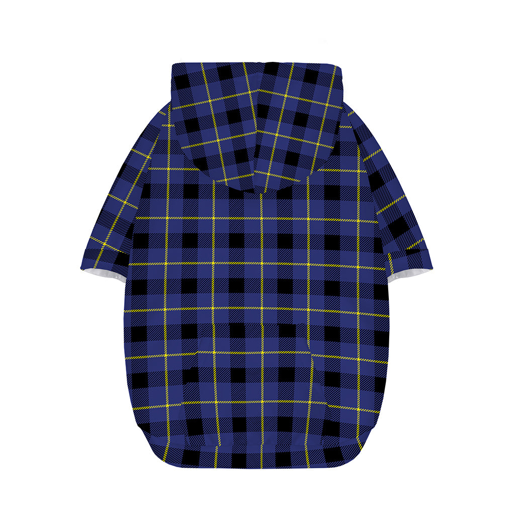 Blue Yellow And Black Plaid Print Dog Zip Up Hoodie