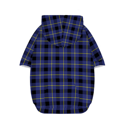 Blue Yellow And Black Plaid Print Dog Zip Up Hoodie