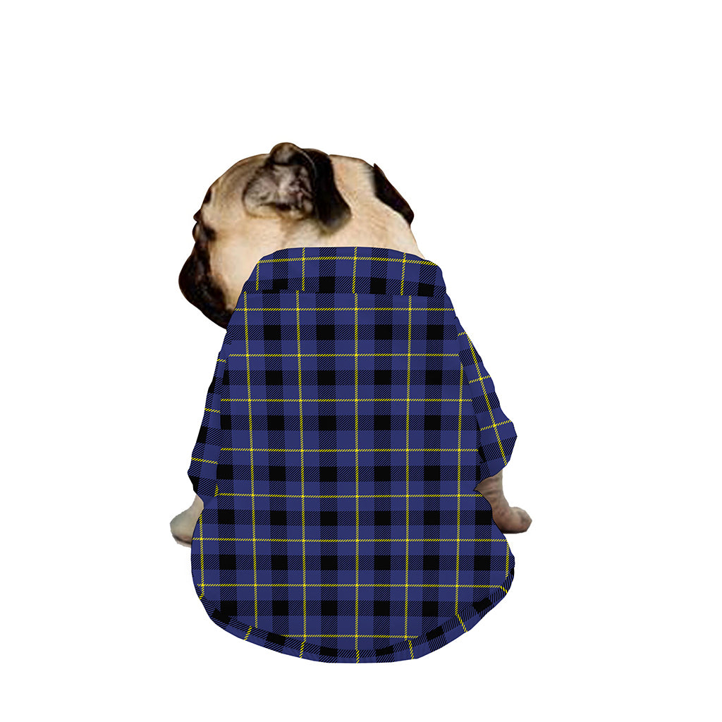 Blue Yellow And Black Plaid Print Dog Zip Up Jacket