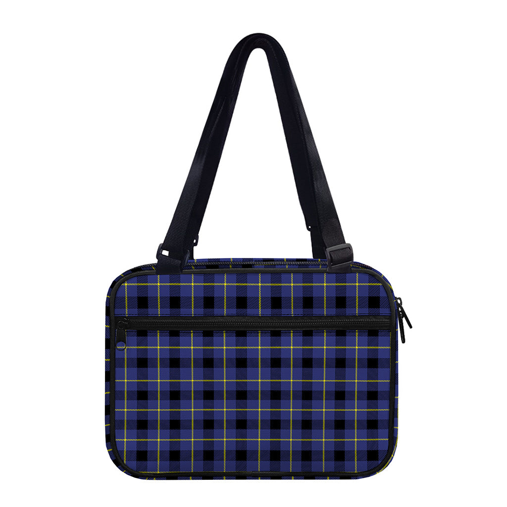 Blue Yellow And Black Plaid Print Double Strap Bible Bag