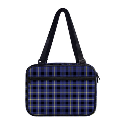 Blue Yellow And Black Plaid Print Double Strap Bible Bag