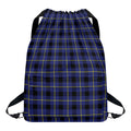 Blue Yellow And Black Plaid Print Drawstring Backpack