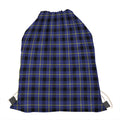 Blue Yellow And Black Plaid Print Drawstring Bag