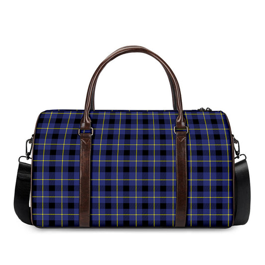 Blue Yellow And Black Plaid Print Duffle Bag