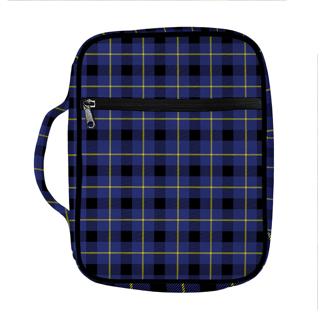 Blue Yellow And Black Plaid Print Front Pocket Bible Bag