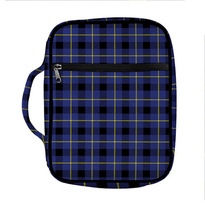Blue Yellow And Black Plaid Print Front Pocket Bible Bag