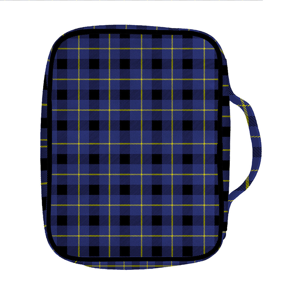 Blue Yellow And Black Plaid Print Front Pocket Bible Bag