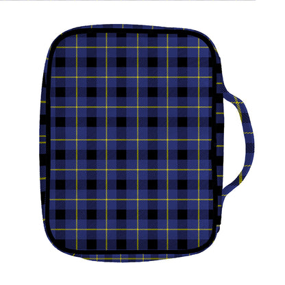 Blue Yellow And Black Plaid Print Front Pocket Bible Bag