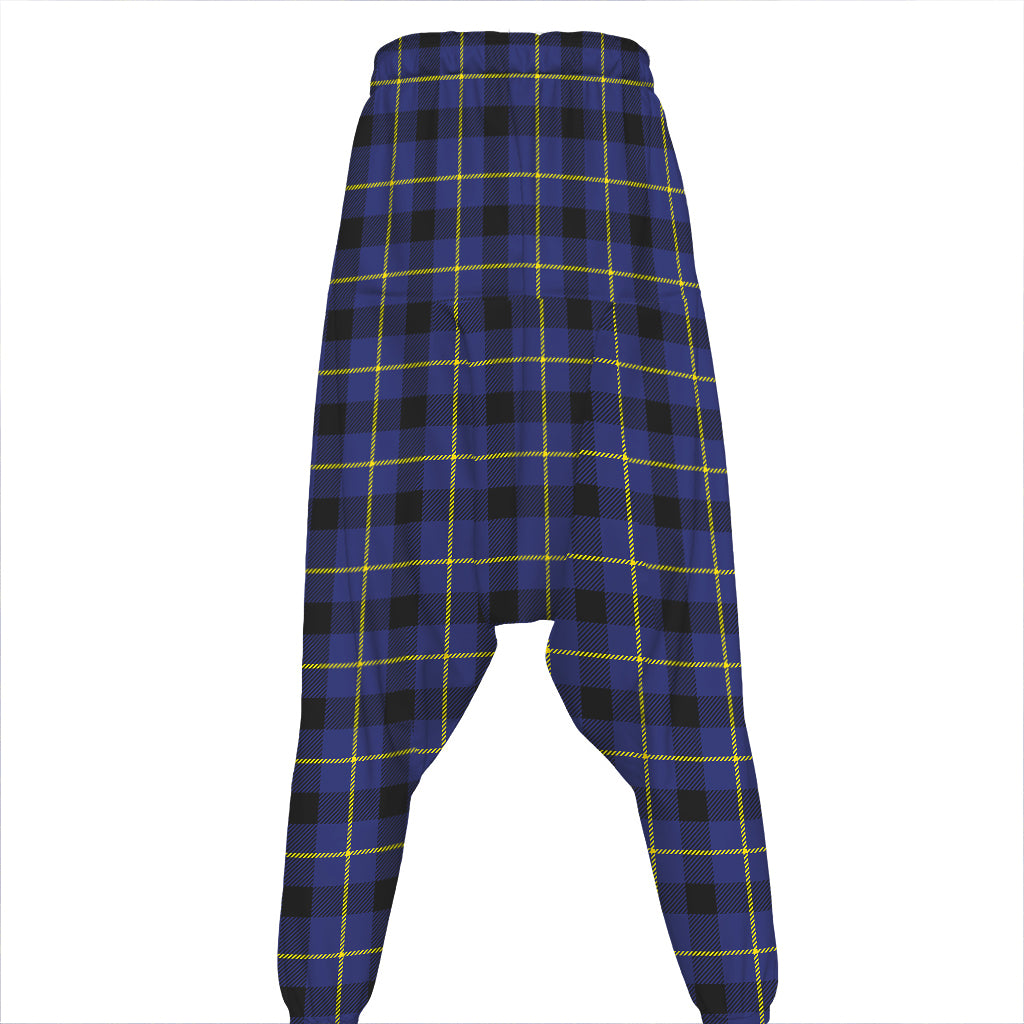 Blue Yellow And Black Plaid Print Hammer Pants