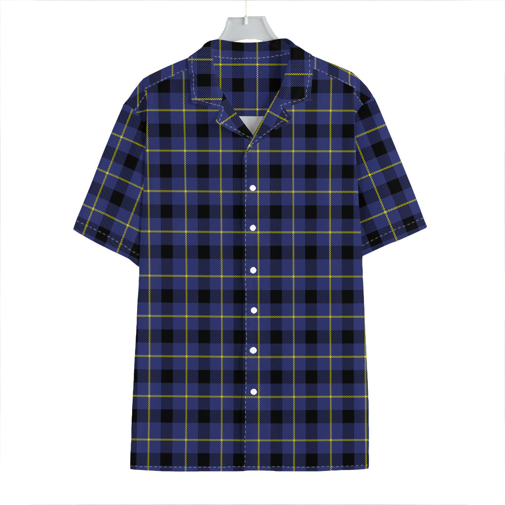 Blue Yellow And Black Plaid Print Hawaiian Shirt