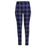 Blue Yellow And Black Plaid Print High-Waisted Pocket Leggings